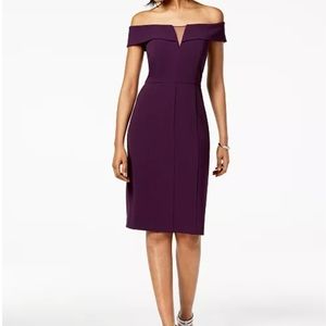 Vince Camuto Off-the-Shoulder Illusion Sheath Dress - Size 4, Purple